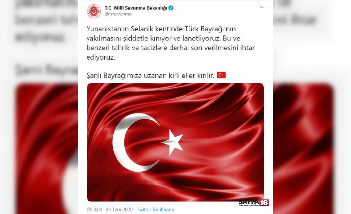 MSB: Türk bayrağının yakılmasını şiddetle kınıyor ve lanetliyoruz